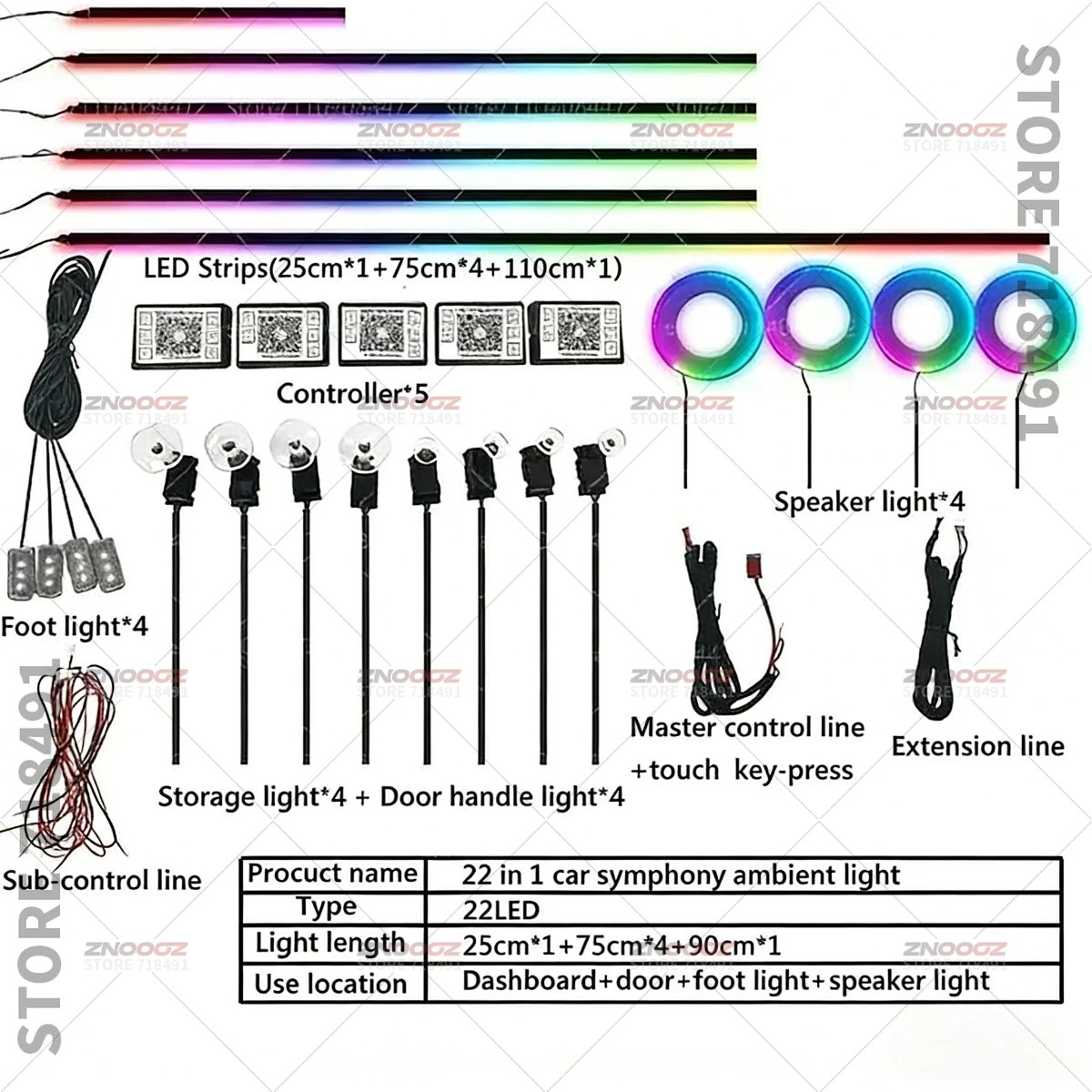 22in1 RGB سيارة الداخلية الاكر - مراجعة Tech Accessories Renault وسعره